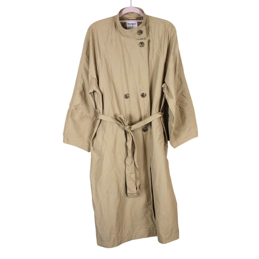 Old Navy Indie Sleaze Longline Khaki Double Breasted Oversized Trench Coat M